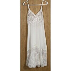 Vintage Juliana Lingerie White Sheer Lace Skirt Slip Boudoir Wedding Boho Sz S